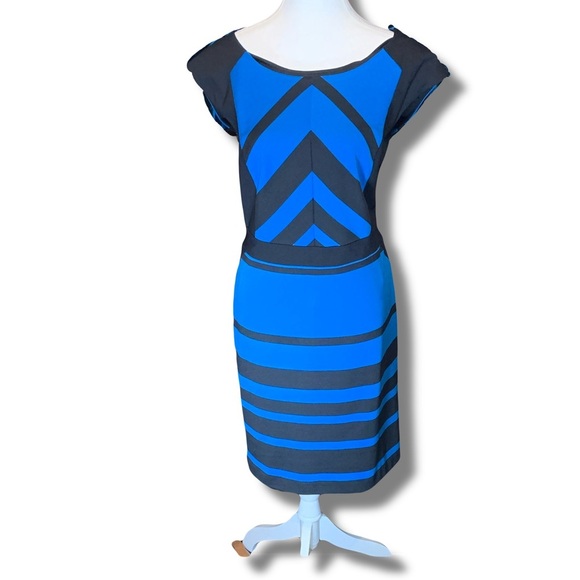 Le Chateau Elegant Blue and Black Women's Dress career work corporate XL stretch - Picture 1 of 3